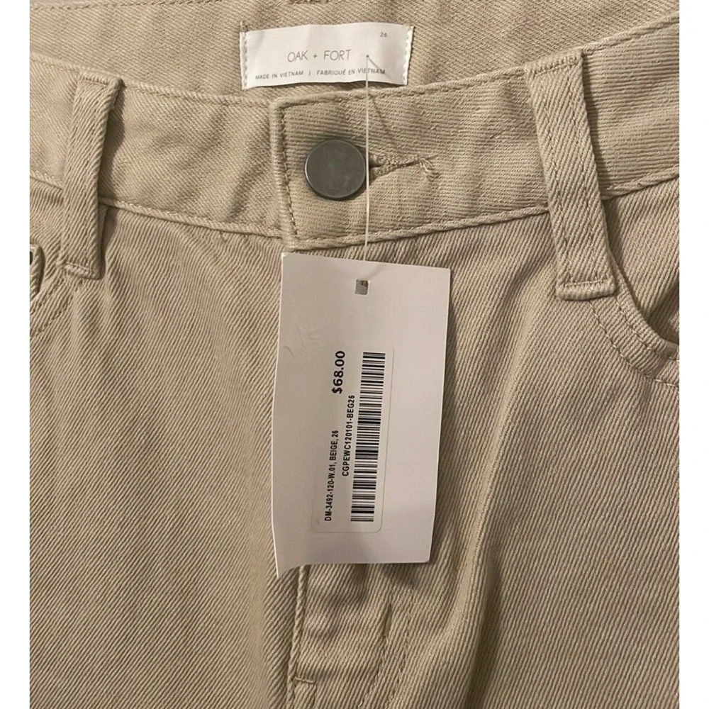 Oak + Fort Women's Beige High Ride Straight‎ Leg Pants Size 26